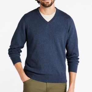 L.L. Bean Men’s Navy Blue Cotton Cashmere V-Neck Knit Sweater M Medium